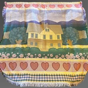 Mohawk Woven Throw Heart House Cottagecore Farmhouse Grammacore 1990s Vintage